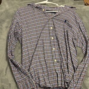 Polo Ralph Lauren Men's Blue and Red Plaid Shirt
